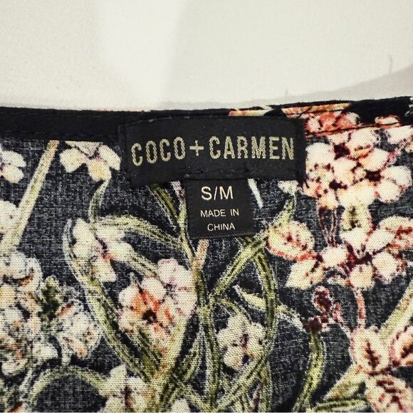 Coco + Carmen Boho Black Floral High-Low Wrap Maxi Dress (S/M) Cottagecore - Picture 4 of 12